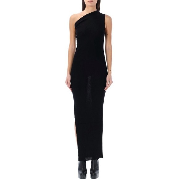 Rick Owens Dresses & Skirts - Rick Owens One-Shoulder Rib Knit Dress With Playful Side Vent - NWT